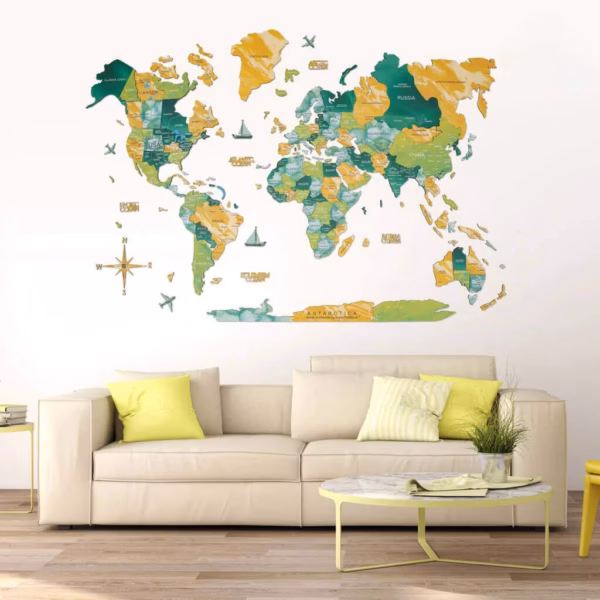 enjoythewoodestonia puidust maailma seinakaart 3D surface