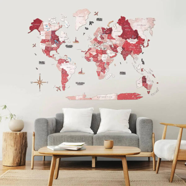 enjoythewoodestonia деревянная карта мира на стену 3D volcano