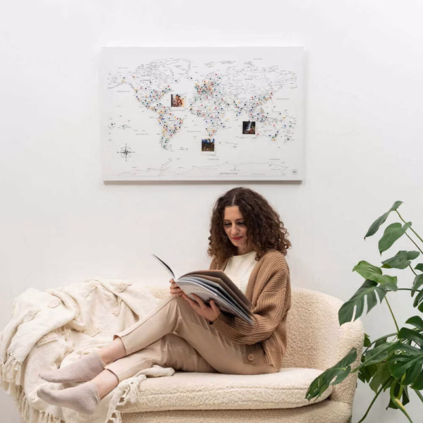 enjoythewoodestonia maailma kaart lõuendil white