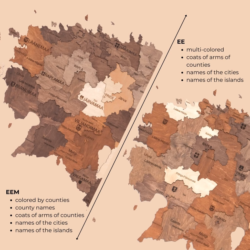 EnjoythewoodEstonia Estonian wall map ee and eem